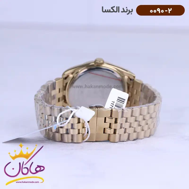 ساعت الکسا ست فلزی طلایی 0090-0091 — تصویر ۴