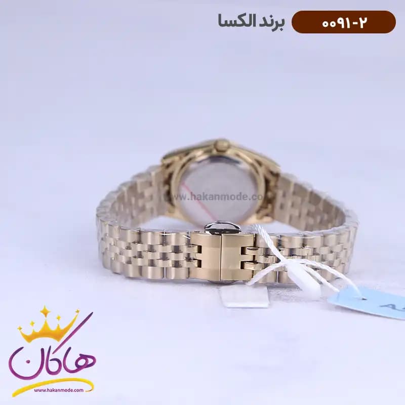 ساعت الکسا ست فلزی طلایی 0090-0091 — تصویر ۶