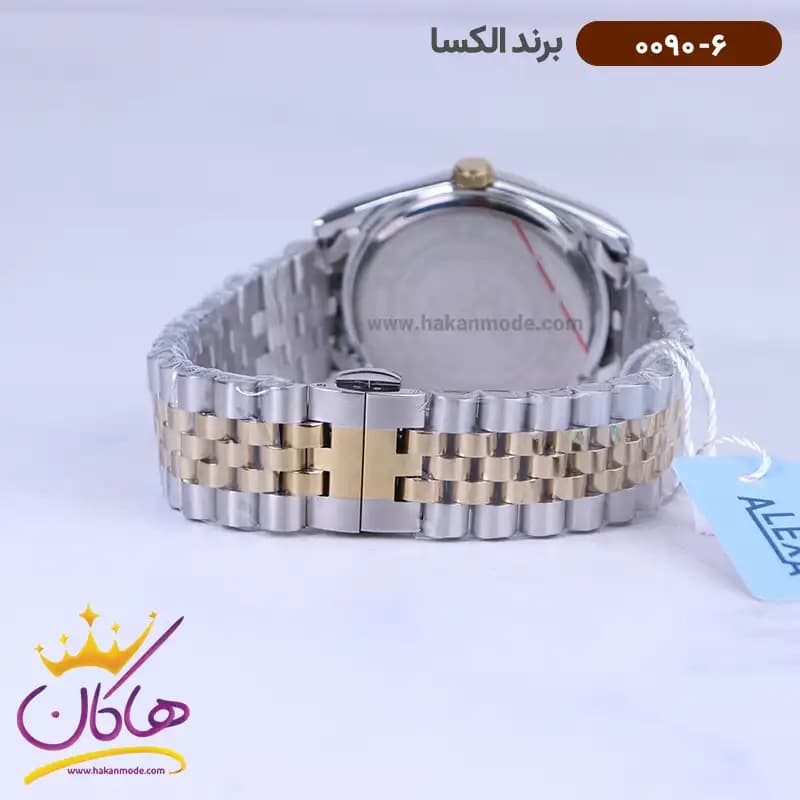 ساعت الکسا ست فلزی نقره ای طلایی 0090-0091 — تصویر ۷