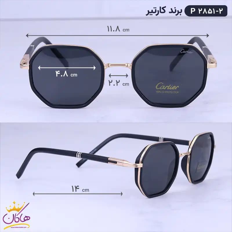 عینک آفتابی کارتیر مردانه فلز طلایی P 2851/2 — تصویر ۲