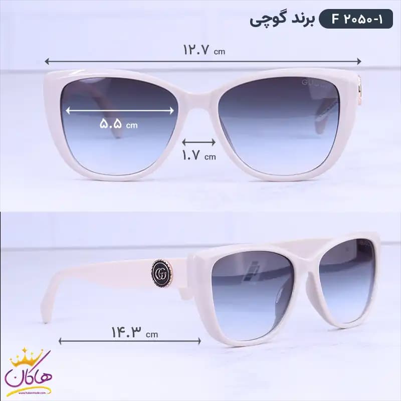 عینک آفتابی گوچی زنانه گربه ای سفید f 2050/1 — تصویر ۲
