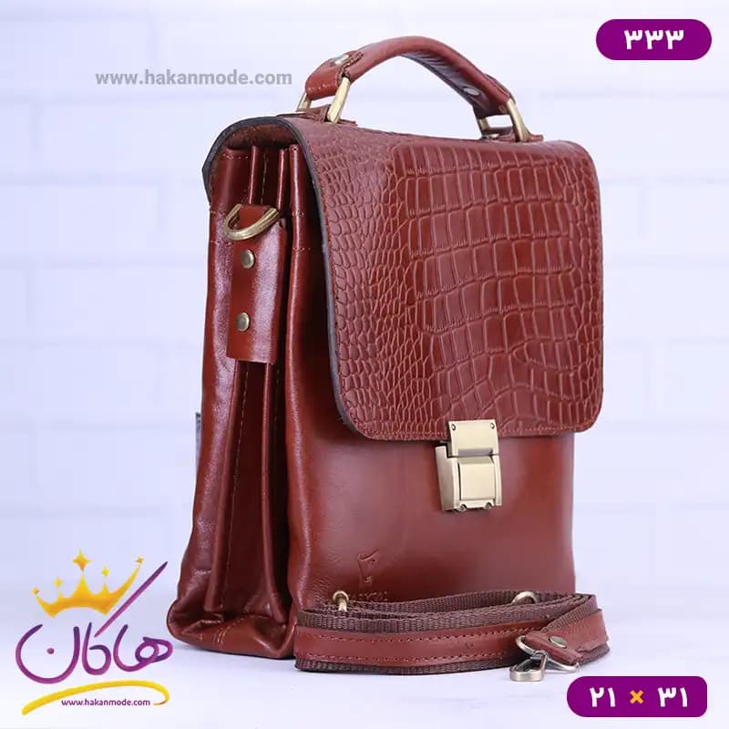 کیف دوشی چرم چرمسال قفل رمزدار 333 — تصویر ۴