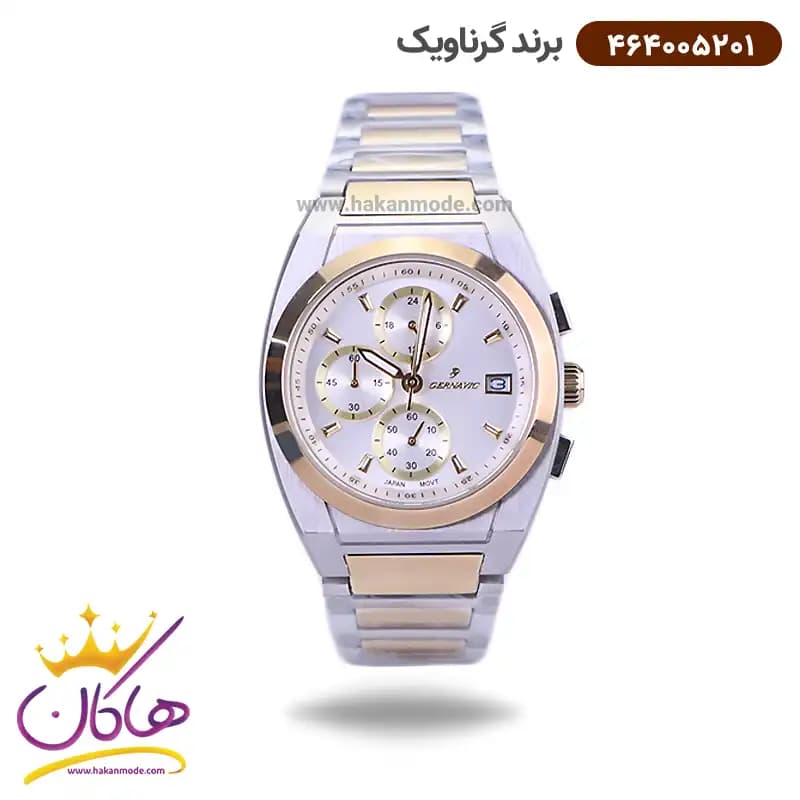 ساعت گرناویک ست فلزی نقره ای طلایی کرنوگراف 464005202-464005201 — تصویر ۲