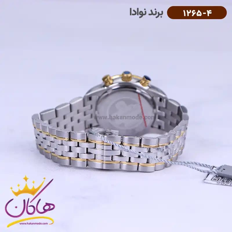 ساعت نوادا ست فلزی نقره ای طلایی کرنوگراف 1265 — تصویر ۴