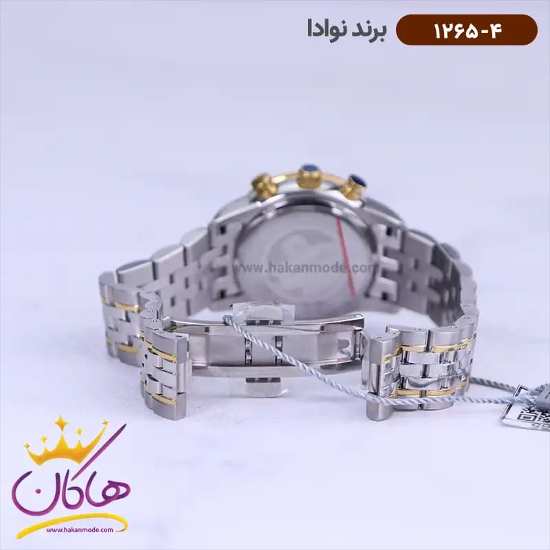 ساعت نوادا ست فلزی نقره ای طلایی کرنوگراف 1265 — تصویر ۳