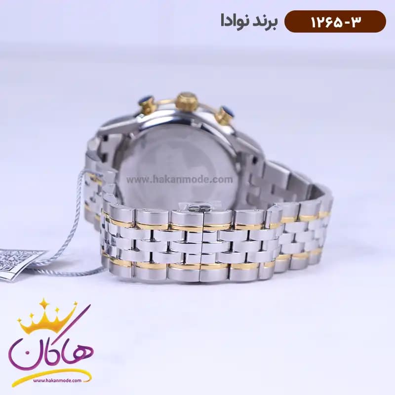 ساعت نوادا ست فلزی نقره ای طلایی کرنوگراف 1265 — تصویر ۷