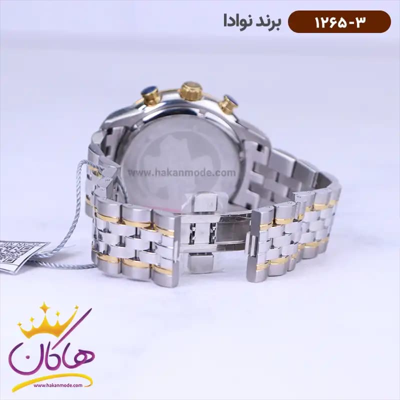 ساعت نوادا ست فلزی نقره ای طلایی کرنوگراف 1265 — تصویر ۶