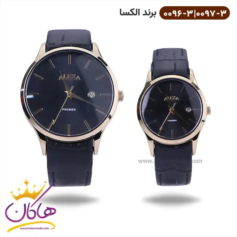 ساعت الکسا ست بند چرم مشکی 0096-0097