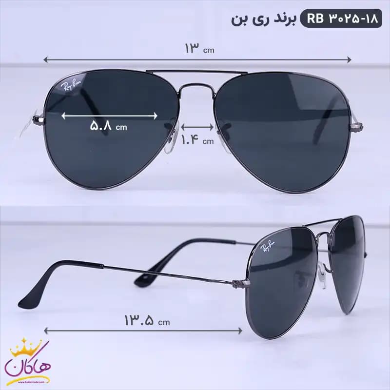 عینک آفتابی ری بن مردانه خلبانی دودی RB3025/18 — تصویر ۲
