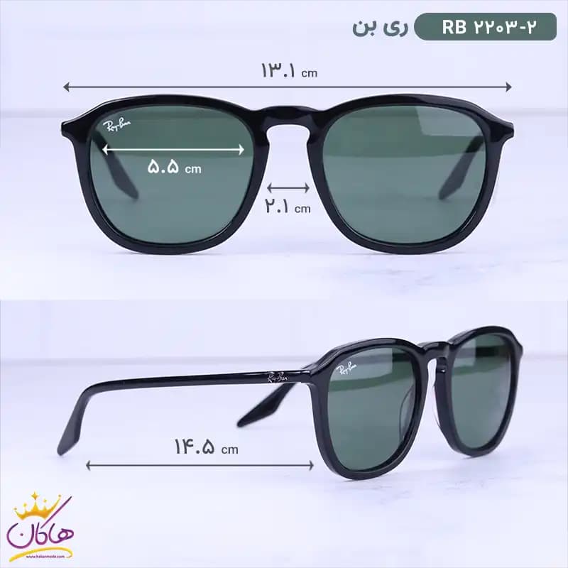 عینک آفتابی ری بن فریم مشکی RB2203/2 — تصویر ۲