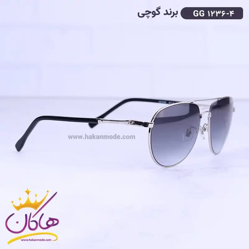 عینک آفتابی گوچی مردانه خلبانی نقره ای GG 1236/4 — تصویر ۳