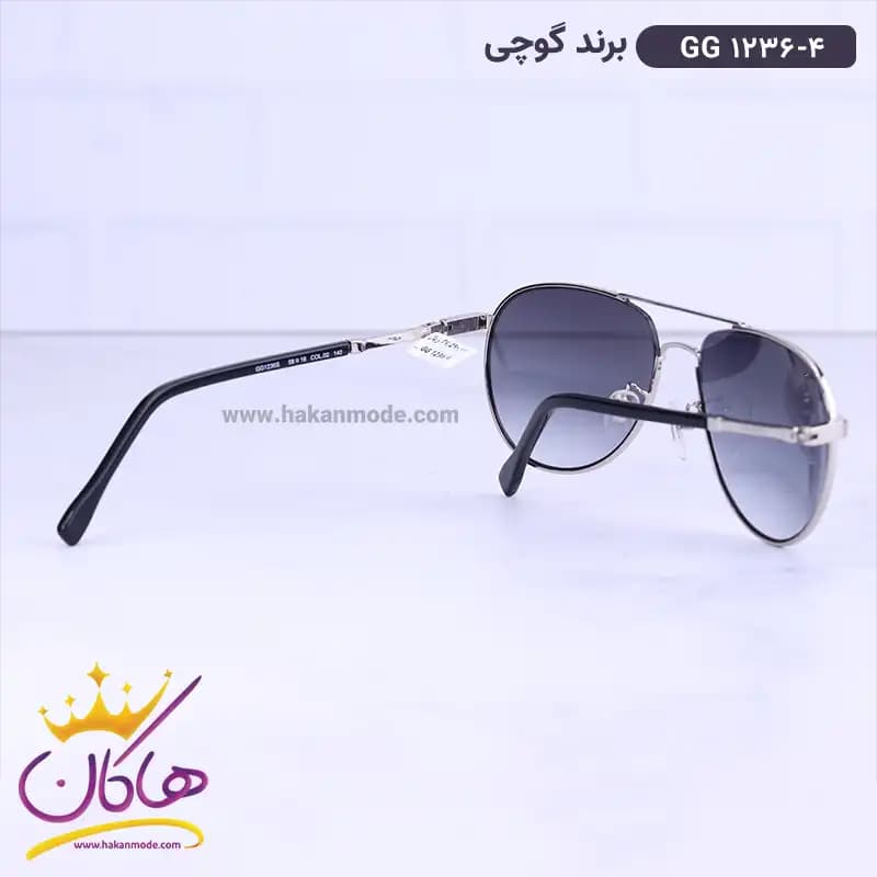 عینک آفتابی گوچی مردانه خلبانی نقره ای GG 1236/4 — تصویر ۴