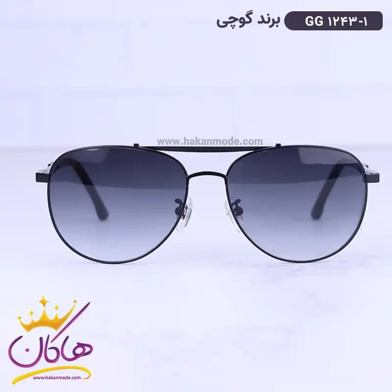 عینک آفتابی گوچی مردانه خلبانی مشکی GG 1243/1
