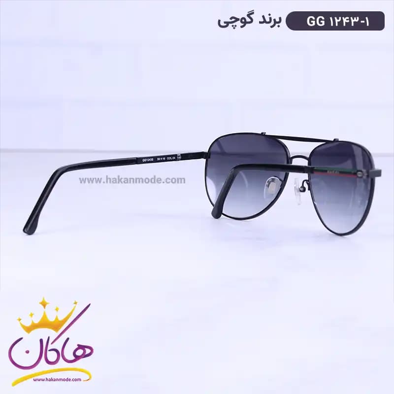 عینک آفتابی گوچی مردانه خلبانی مشکی GG 1243/1 — تصویر ۴