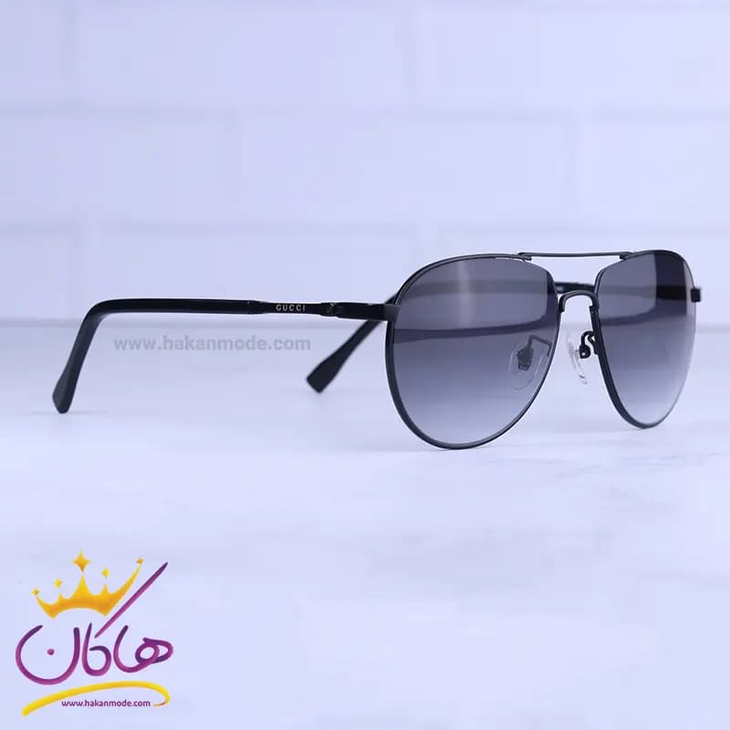 عینک آفتابی گوچی مردانه فلزی خلبانی مشکی GG 1236/1 — تصویر ۴