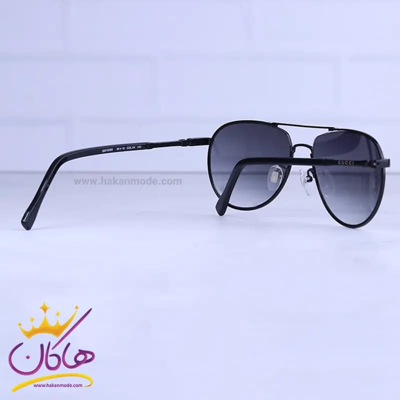 عینک آفتابی گوچی مردانه فلزی خلبانی مشکی GG 1236/1 — تصویر ۳