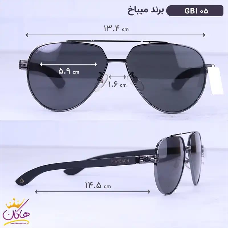 عینک آفتابی میباخ مردانه خلبانی مشکی GBI 05 — تصویر ۲