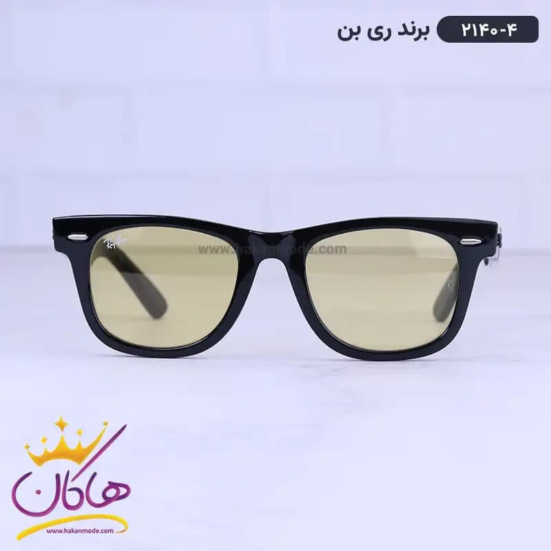 عینک ری بن زنانه مشکی شیشه زرد 2140/4