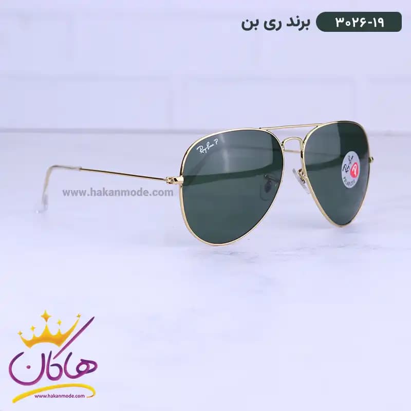 عینک آفتابی ری بن مردانه خلبانی طلایی RB 3026/19 — تصویر ۴