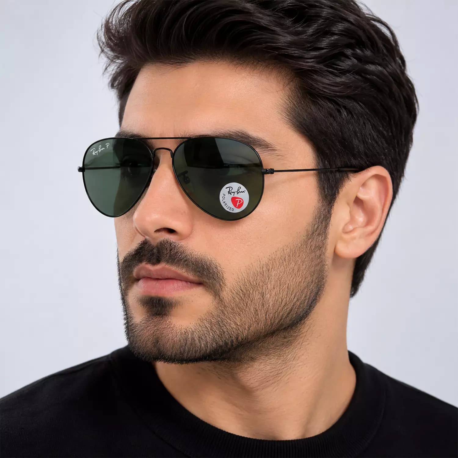 عینک آفتابی ری بن مردانه فریم خلبانی مشکی RB 3026/20 — تصویر ۶