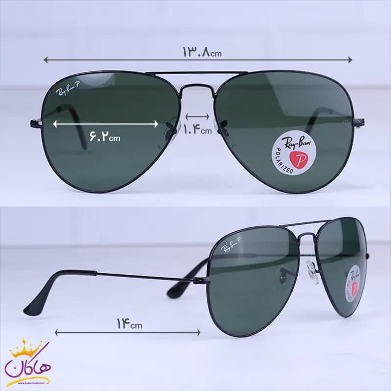 عینک آفتابی ری بن مردانه فریم خلبانی مشکی RB 3026/20 — تصویر ۲