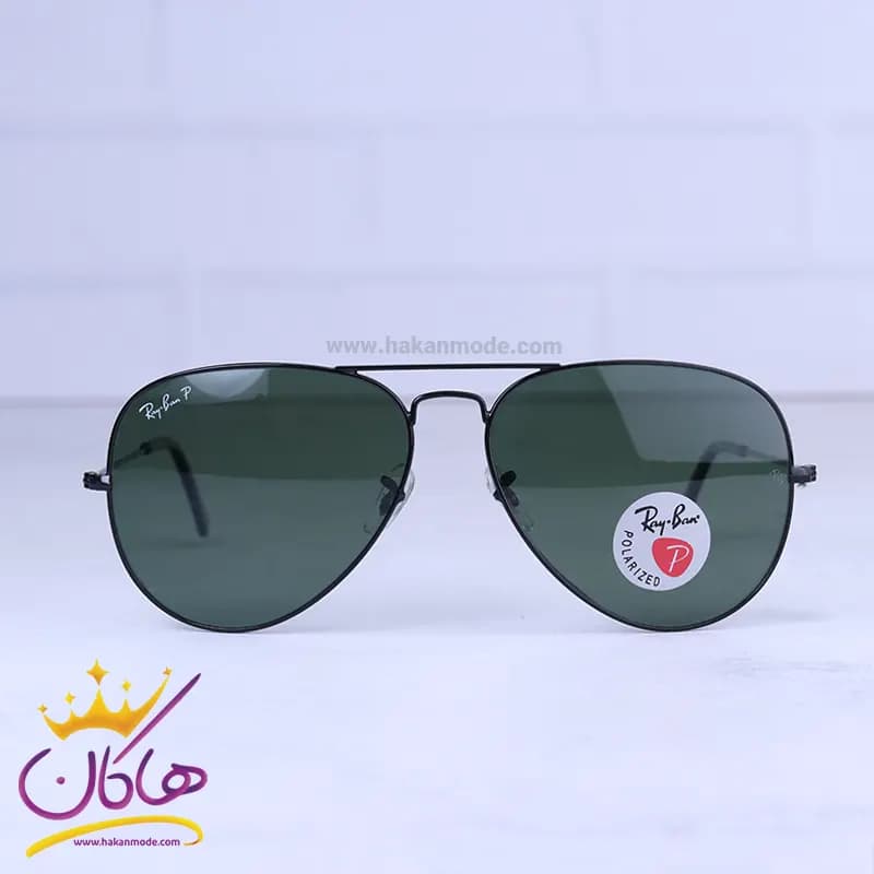 عینک آفتابی ری بن مردانه فریم خلبانی مشکی RB 3026/20