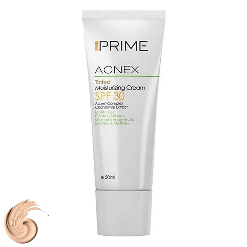 کرم مرطوب‌کننده رنگی پرایم مدل Acnex Tinted SPF 30 حجم 50 میلی‌لیتر