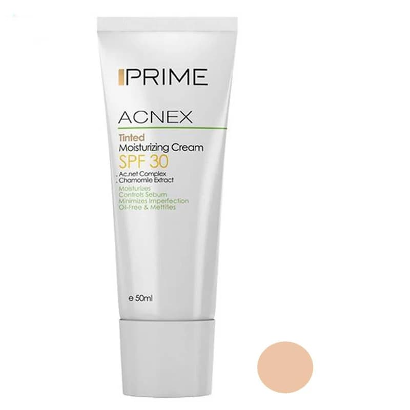 کرم مرطوب‌کننده رنگی پرایم مدل Acnex Tinted SPF 30 حجم 50 میلی‌لیتر — تصویر ۲