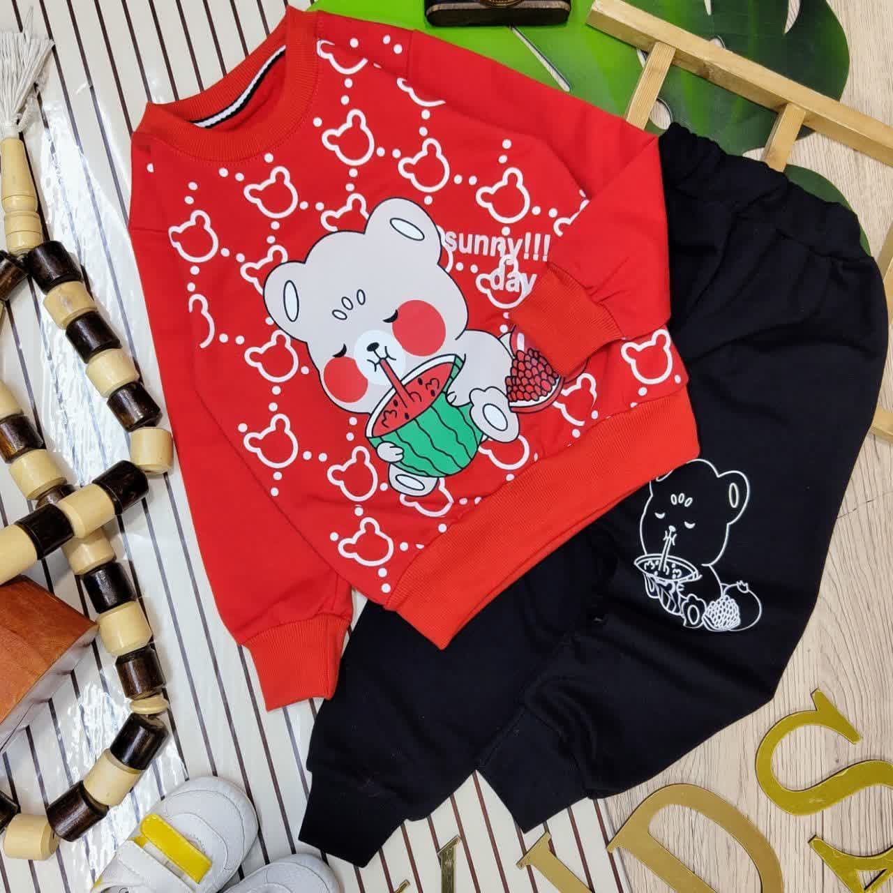 بلوز شلوار یلدایی بچگانه خرس شکمو