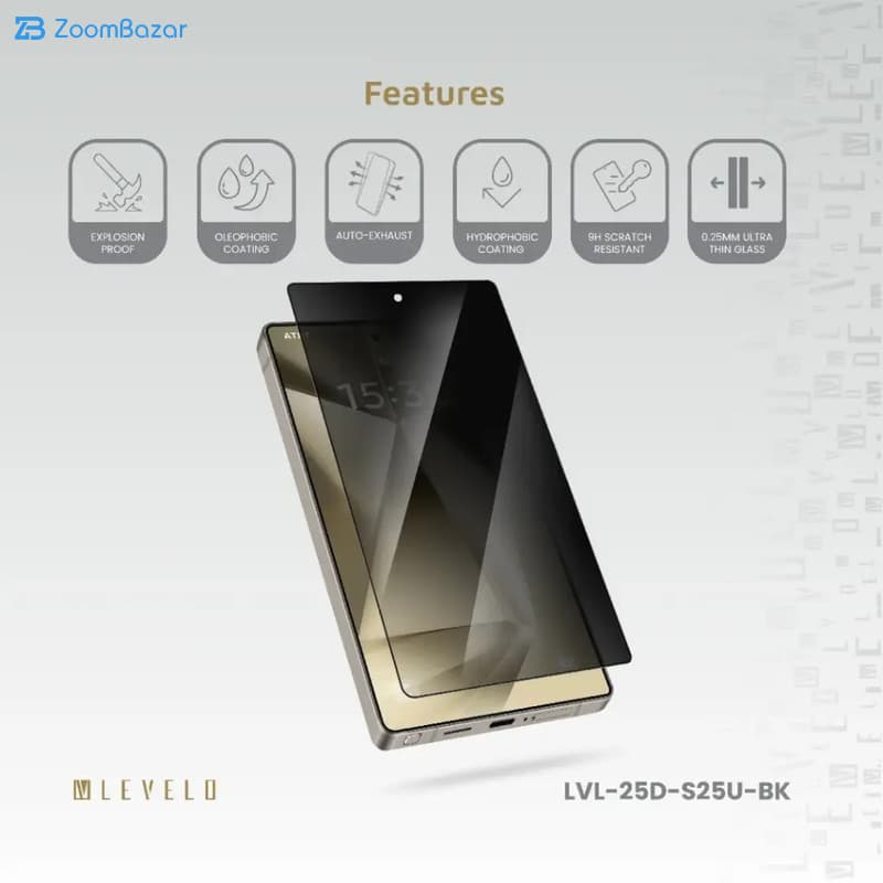 گلس پرایوسی لولو مدل Silk Print Privacy مناسب برای گوشی موبایل سامسونگ Galaxy S25 Ultra — تصویر ۶