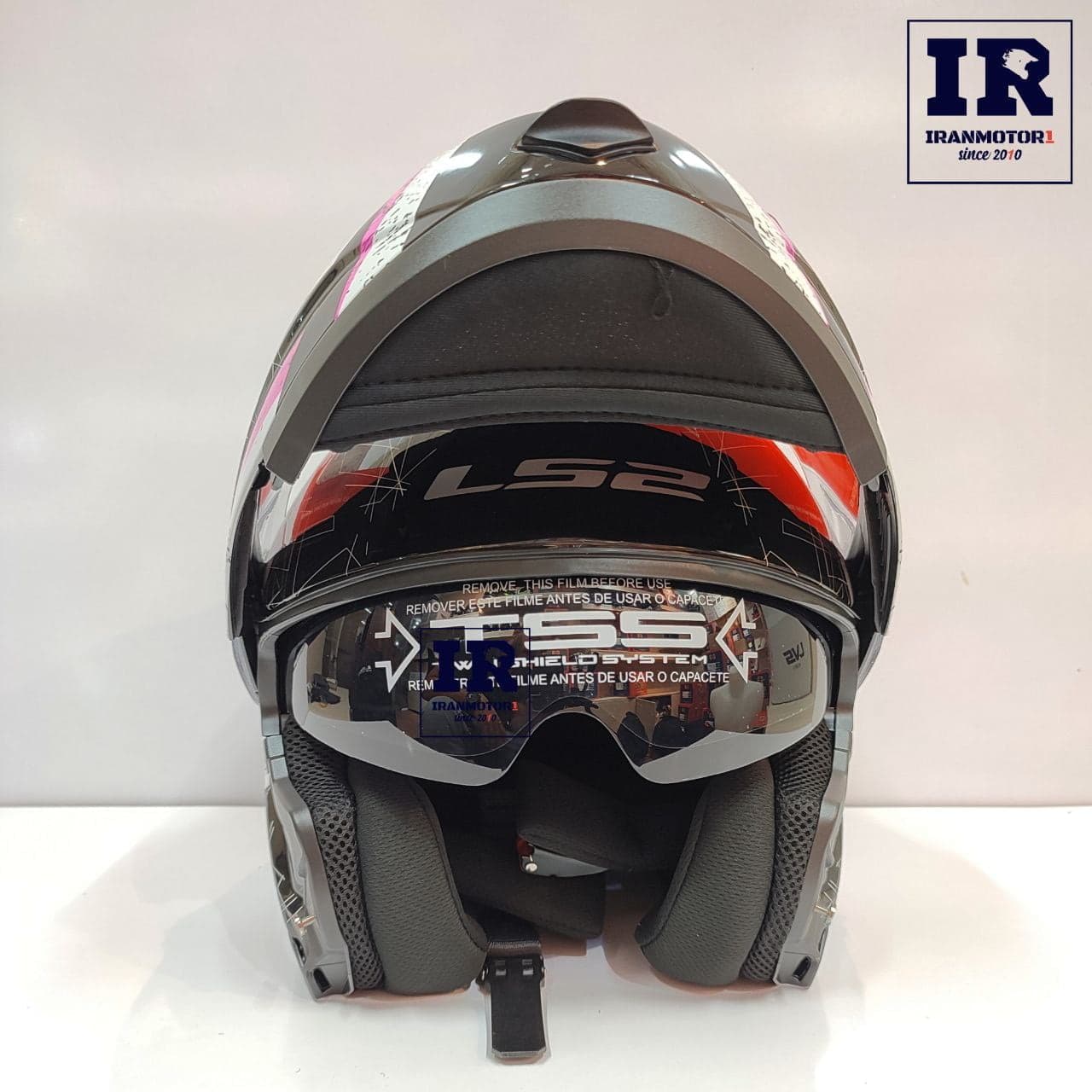 کلاه کاسکت بلوتوث دار فک متحرک LS2 FF370 مشکی صورتی + BT11 — تصویر ۴