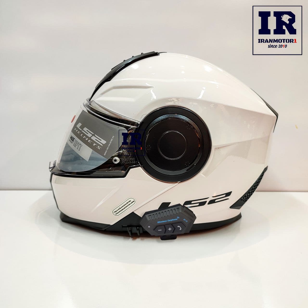 کلاه کاسکت بلوتوث دار فک متحرک LS2 SCOPE FF902 سفید + BT12