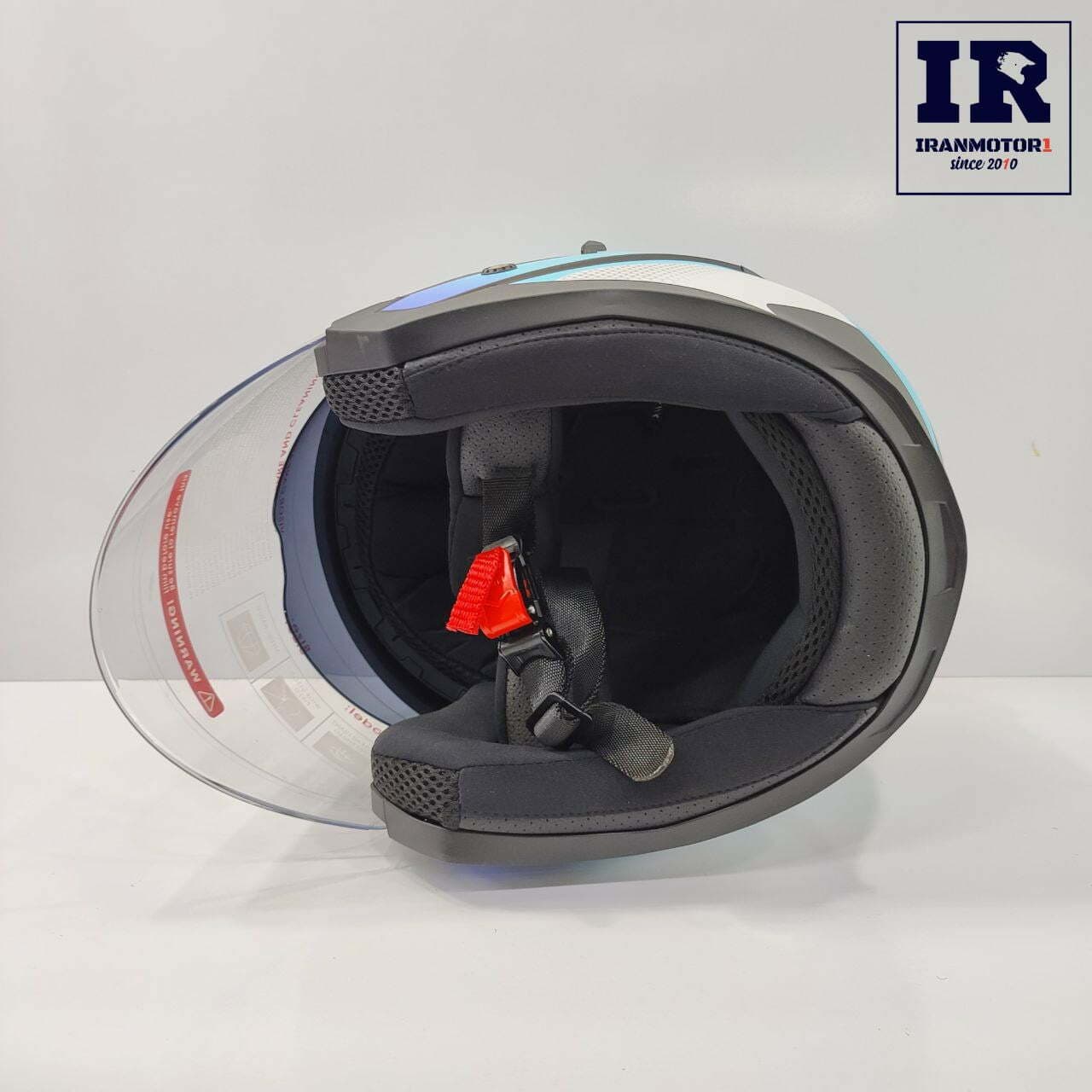 کلاه کاسکت بدون فک DA1 دی ای وان کد z2 – آبی سفید + بلوتوث BT12 — تصویر ۵