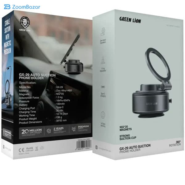 پایه نگهدارنده گوشی موبایل و تبلت گرین لاین مدل GX-29 Auto Suction — تصویر ۲
