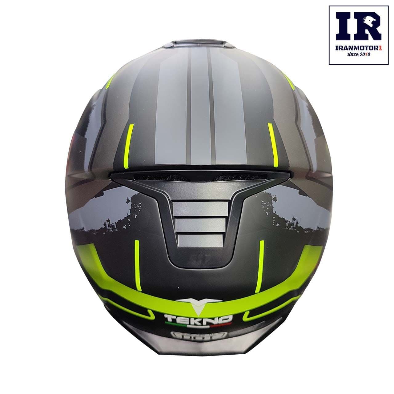 کلاه کاسکت فک متحرک تکنو tekno helmet خاکستری فسفری مات — تصویر ۳