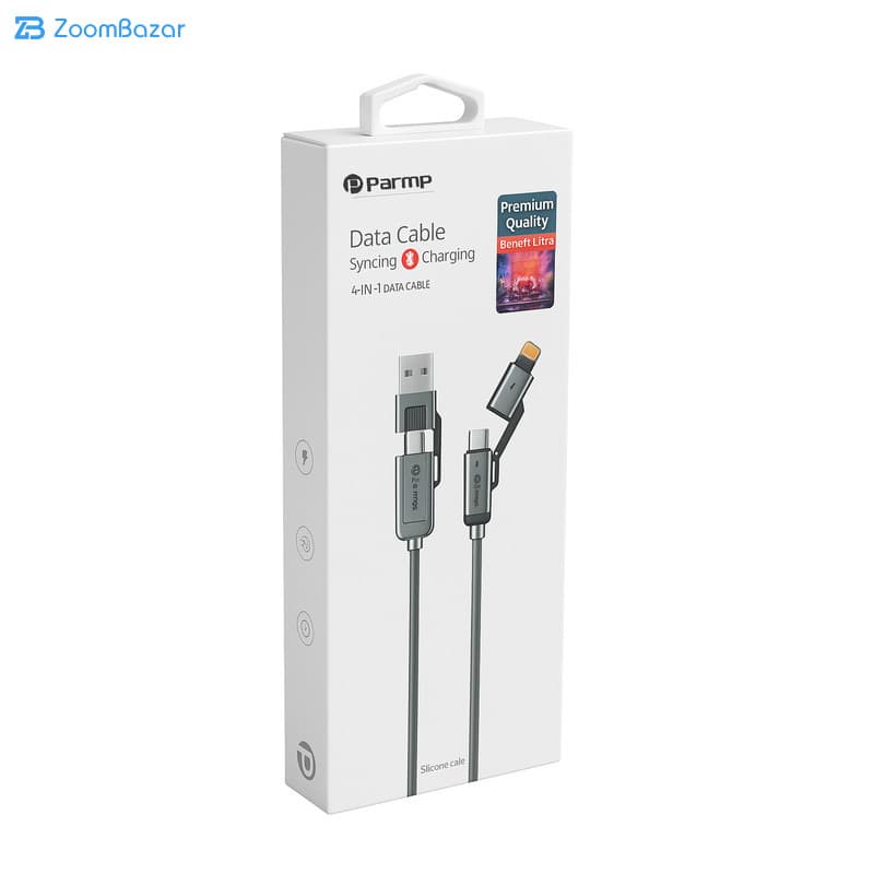 کابل تبدیل USB / USB-C به USB-C / لایتنینگ پارمپ مدل 4IN1 PUDC-44U طول 1 متر — تصویر ۲