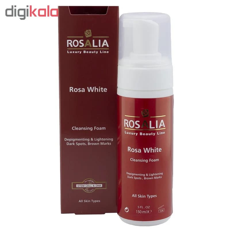 فوم پاککننده و روشنکننده پوست رزالیا مدل Rosa White حجم 150 میلیلیتر — تصویر ۴