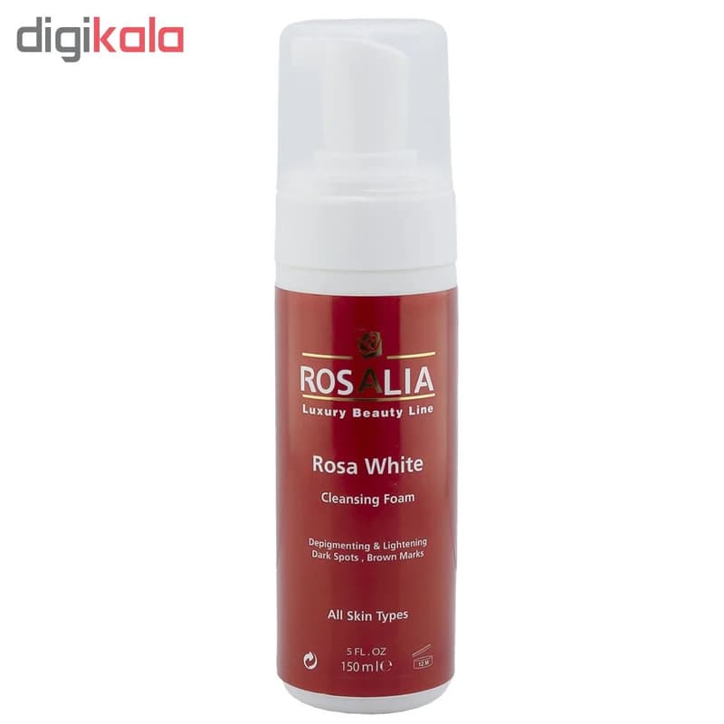 فوم پاککننده و روشنکننده پوست رزالیا مدل Rosa White حجم 150 میلیلیتر — تصویر ۳