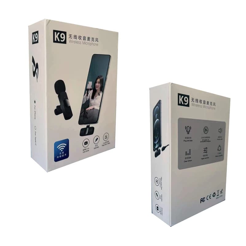 میکروفون یقه ای بی سیم K9 + تبدیل Type-C to Lightn — تصویر ۲