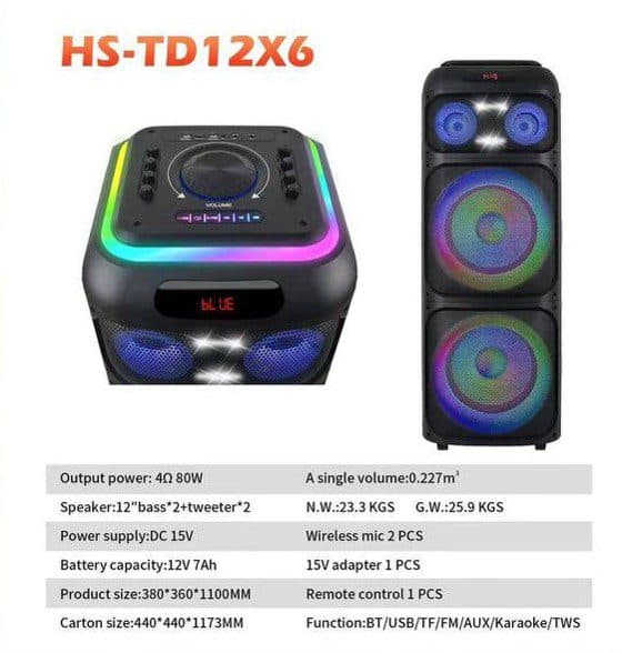 اسپیکر بلوتوثی قابل حمل HS-TD 12*6 — تصویر ۳