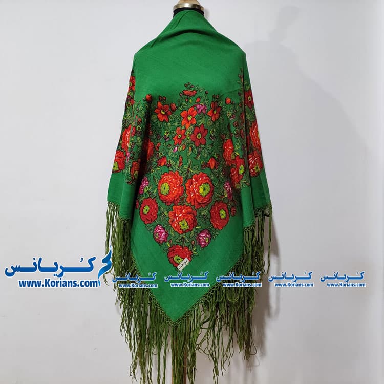 روسری سبز طرح ساری گل