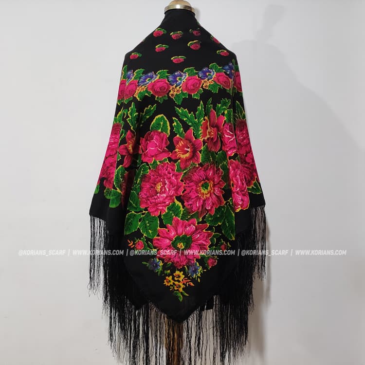 روسری ترکمن پرگل قرمز