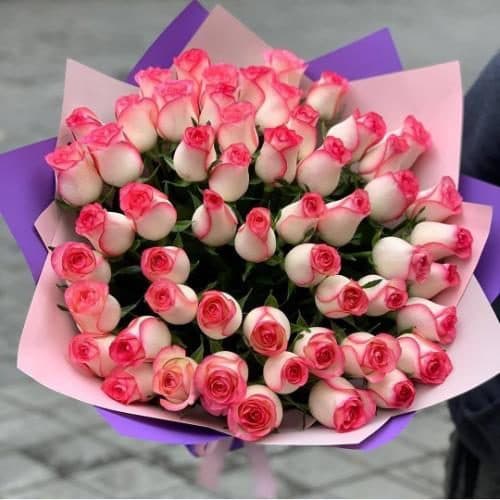 دسته گل عروس رز لب صورتی 6250