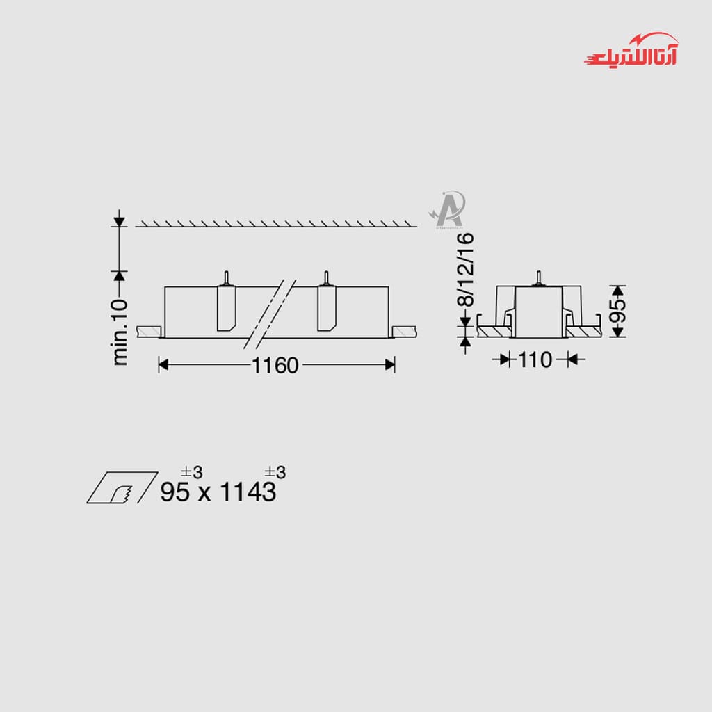 چراغ خطی LED توکار 31 وات مازی نور مدل اینفینیتی B — تصویر ۲