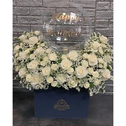 باکس گل رز سفید و ژیپسوفیلیا 6130