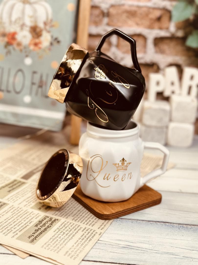 ست ماگ درب آینه ای طرح KING & QUEEN کد 7832 — تصویر ۴