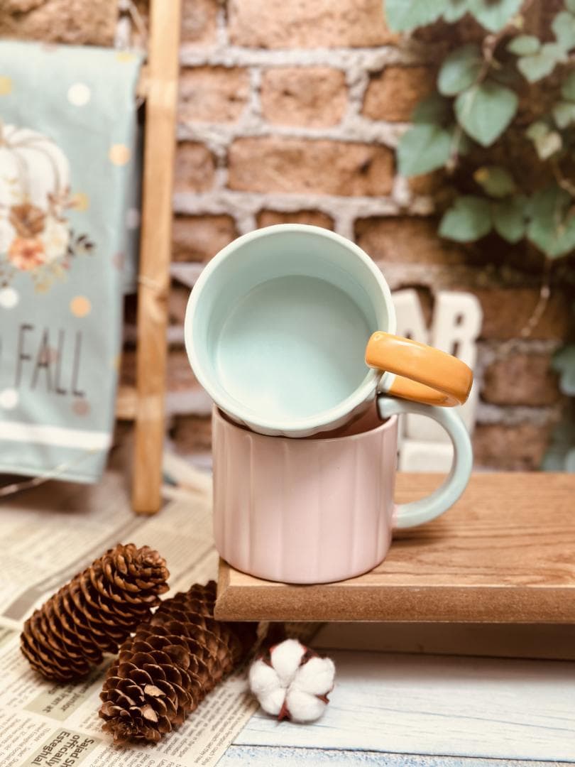 ماگ لاته خوری سرامیکی بدنه خط دار کد 6064 — تصویر ۲