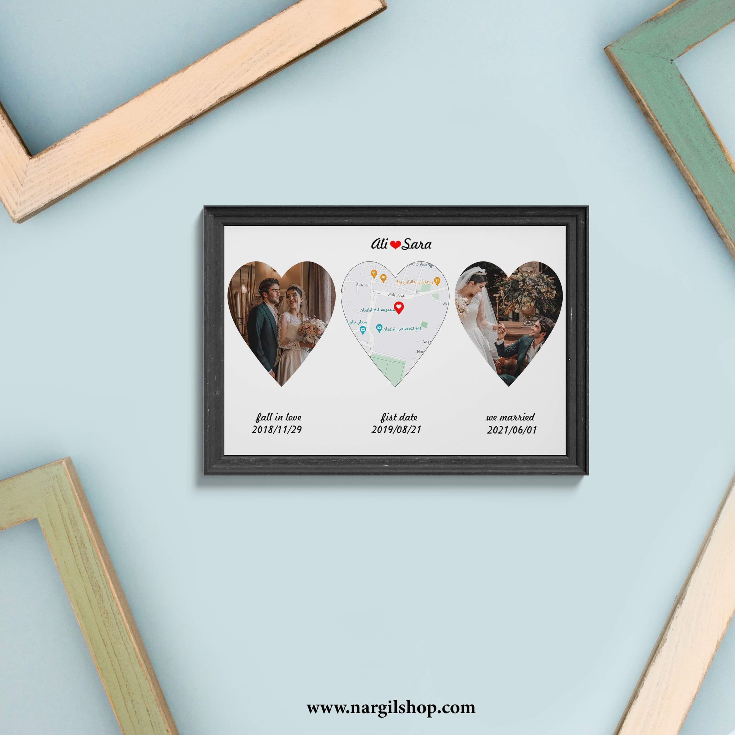 تابلو عاشقانه همراه با لوکیشن 03 | Romantic Frame with location 03