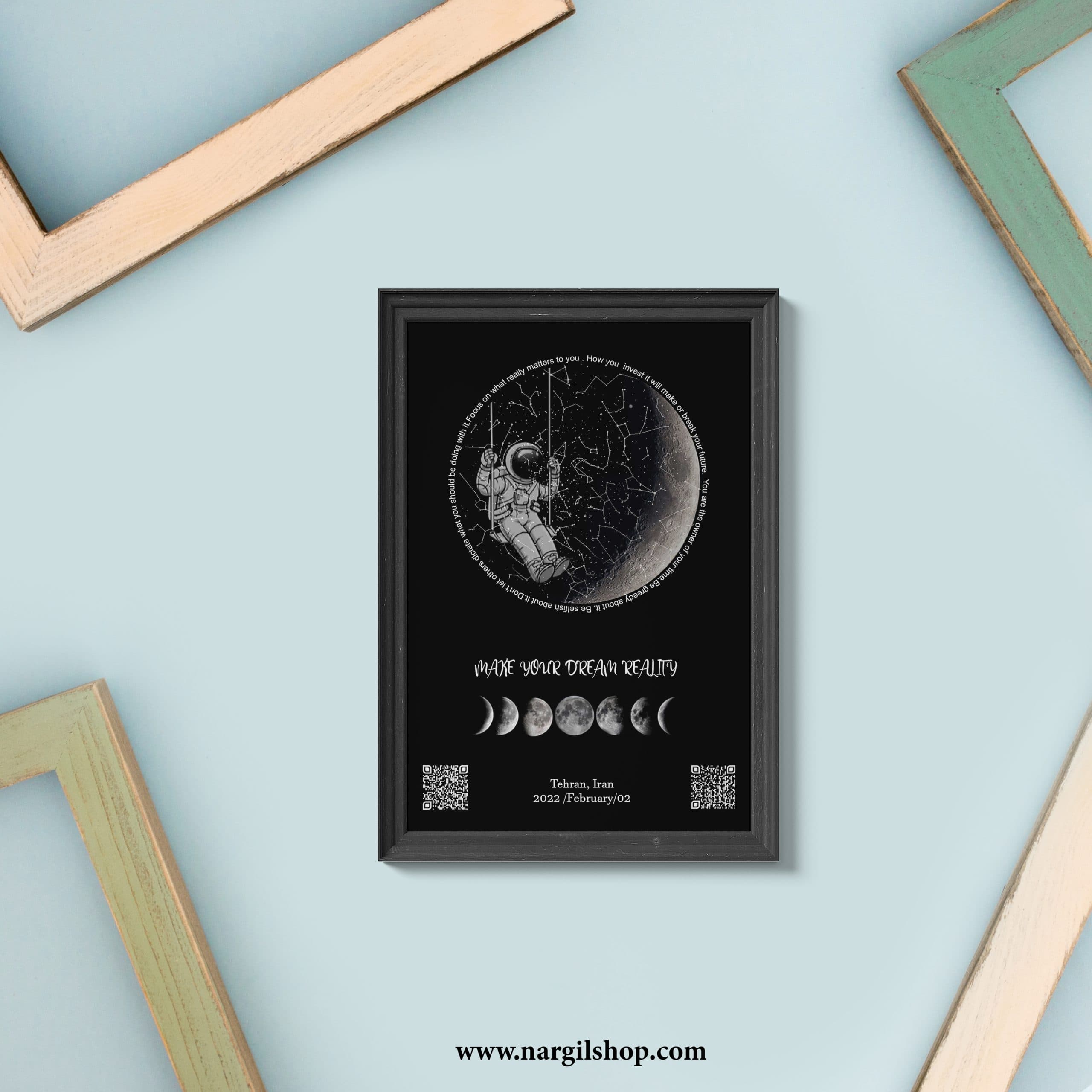 تابلو آسمان شب و صور فلکی و ماه 04 | The Starry Night Frame 04