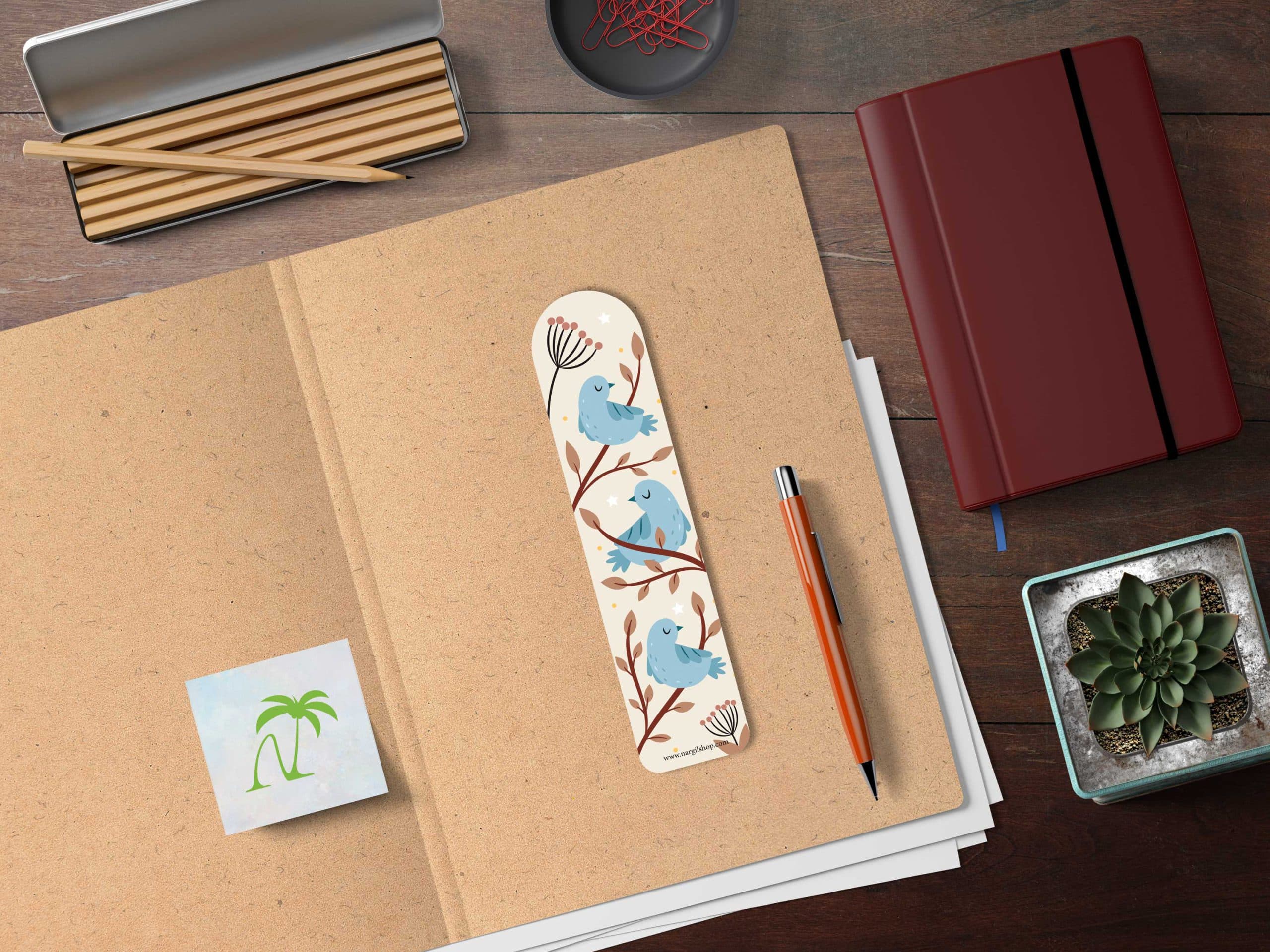 بوک مارک | نشانگر کتاب مدل پرنده بر روی شاخه 09 | Brid on a branch Bookmark 09 — تصویر ۲